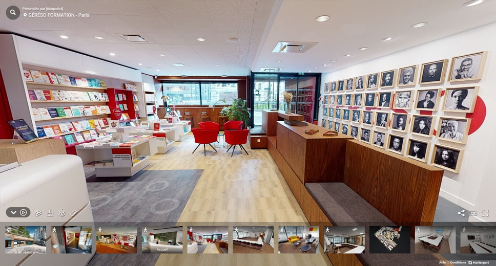 Visite virtuelle de l'espace Librairie GERESO - Paris Montparnasse - Location de salles